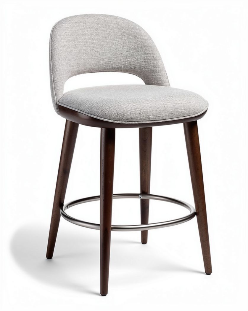 Tabouret de bar en tissu et bois - Utilisation pour espaces de restauration ou cuisines - 45 x 45 x 100cm