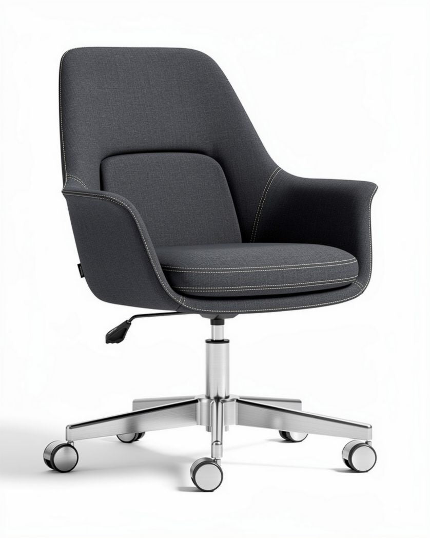 Chaise de bureau réglable en tissu avec accoudoirs - 60 x 60 x 90cm
