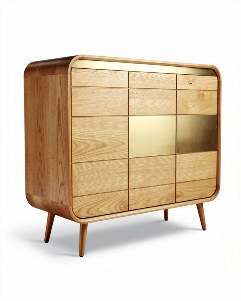 Buffet de rangement en bois avec des accents dorés pour une utilisation dans le salon - 80 x 40 x 100cm