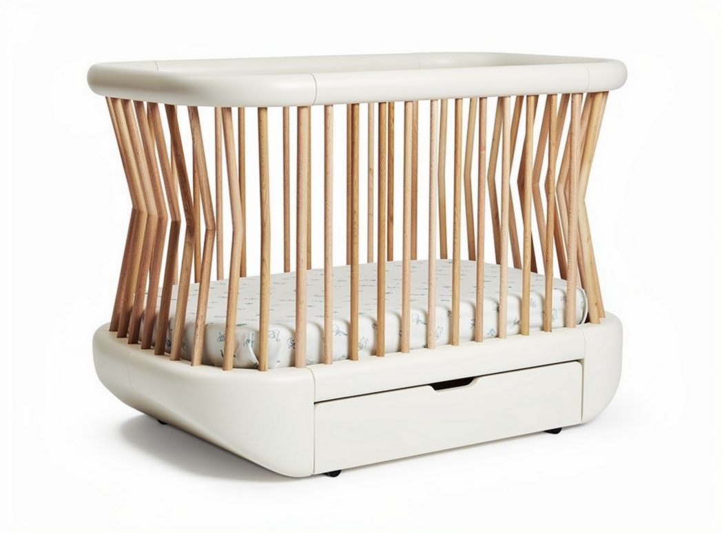 Lit pour bébé avec matelas inclus en bois et plastique - 85 x 60 x 80cm