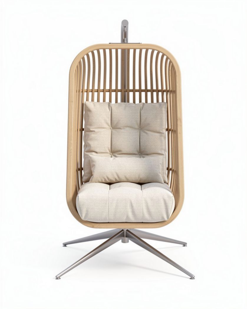 Chaise suspendue en métal et tissu pour intérieur ou extérieur - 100 x 80 x 120cm