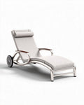 Chaise longue de détente pour extérieur en aluminium et tissu - 200 x 70 x 90cm