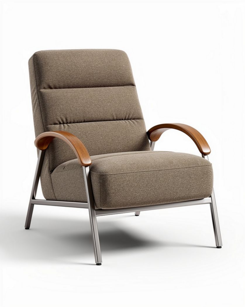 Fauteuil contemporain pour salon en tissu et bois - 70 x 70 x 90cm
